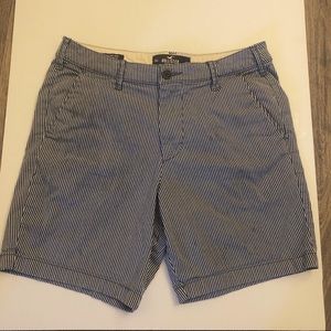 Blue and white striped shorts for men